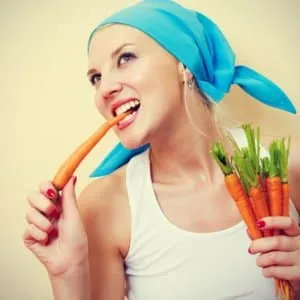 Caloric content of carrots and whether they can be eaten at night