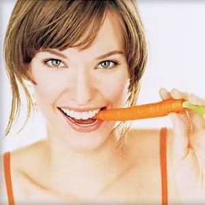 Caloric content of carrots and whether they can be eaten at night